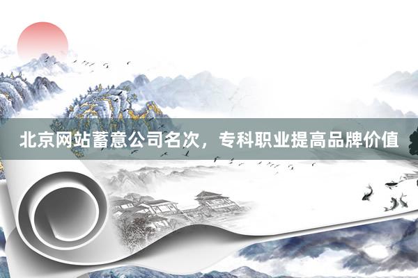 北京网站蓄意公司名次，专科职业提高品牌价值