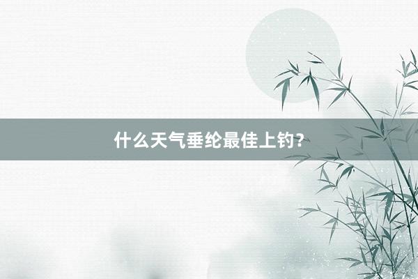 什么天气垂纶最佳上钓？